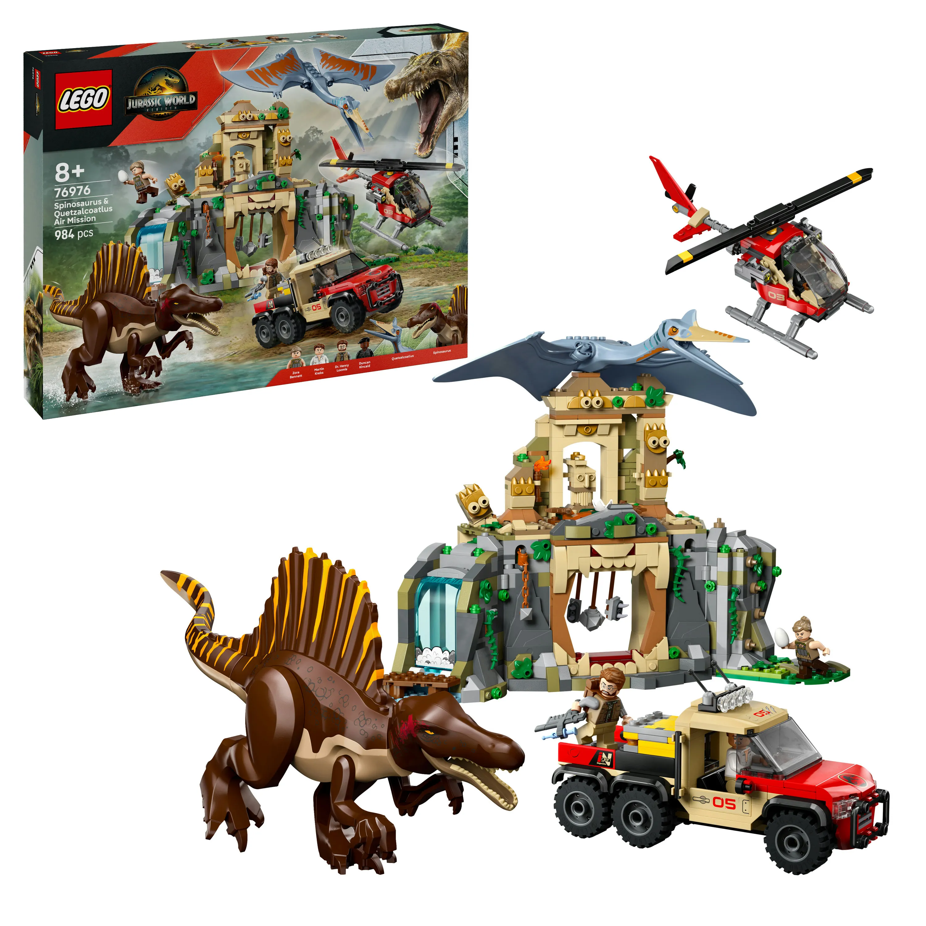 LEGO Jurassic World Spinosaurus och Quetzalcoatlus flykt i luften 76976