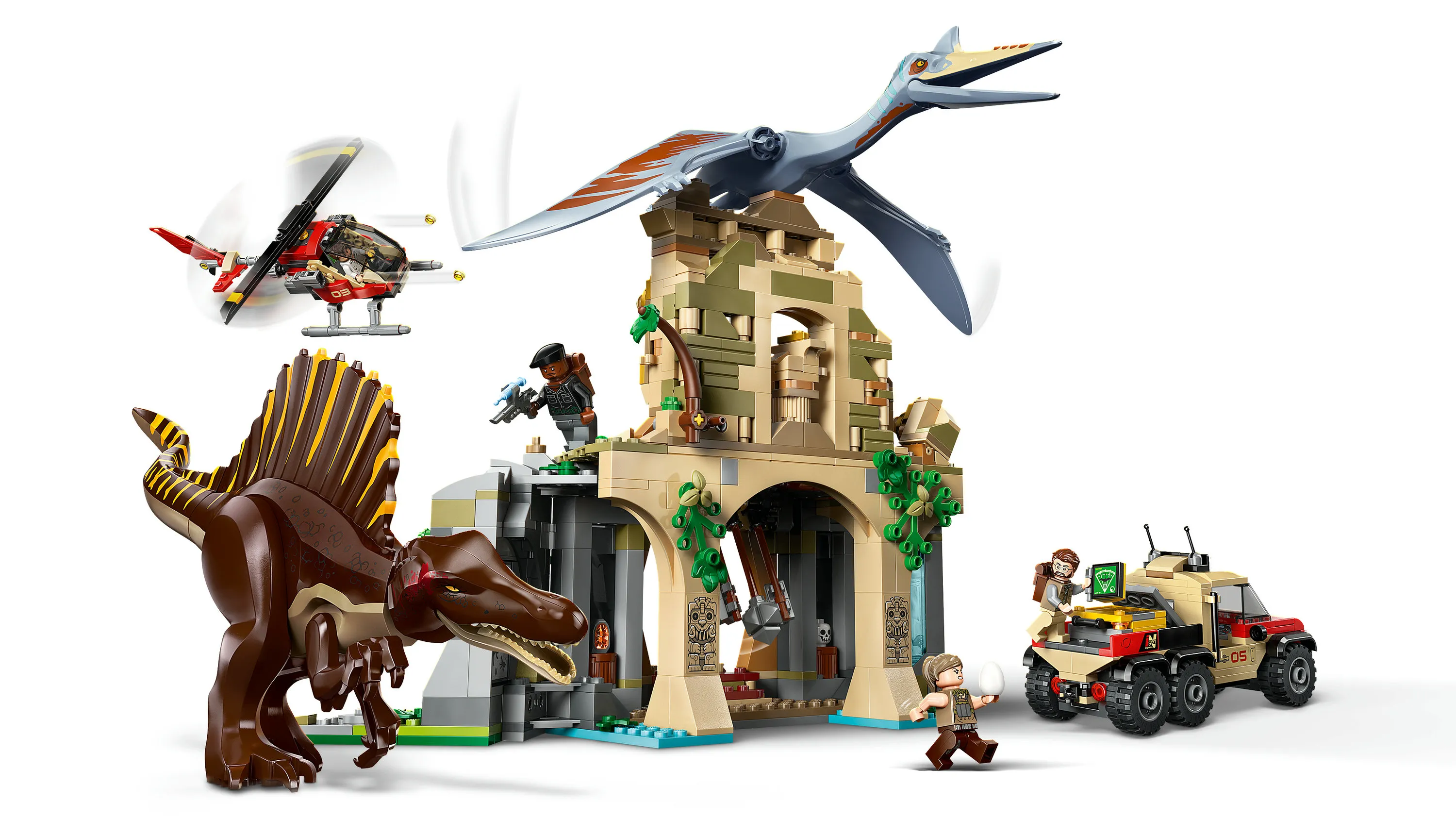 LEGO Jurassic World Spinosaurus och Quetzalcoatlus flykt i luften 76976
