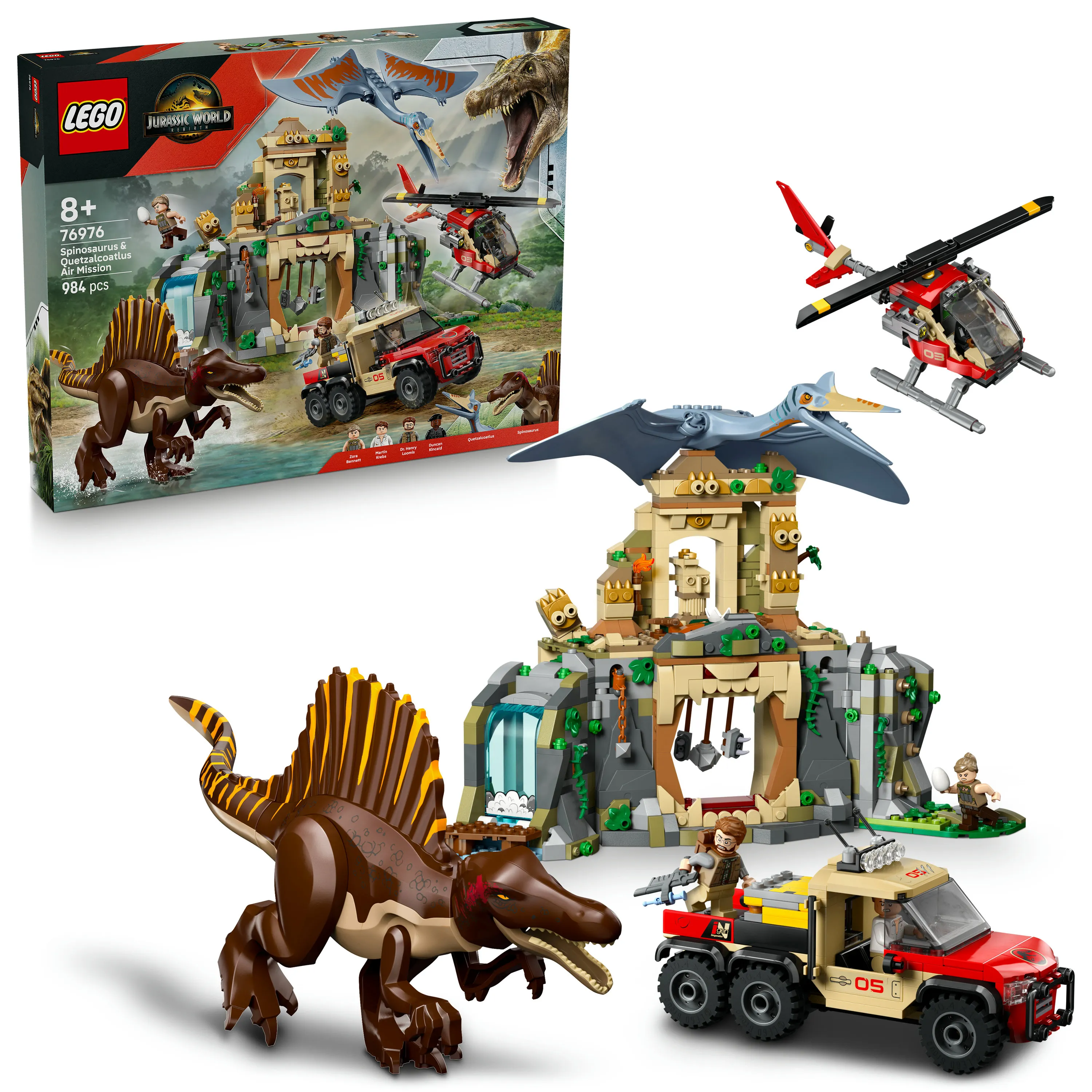 LEGO Jurassic World Spinosaurus och Quetzalcoatlus flykt i luften 76976