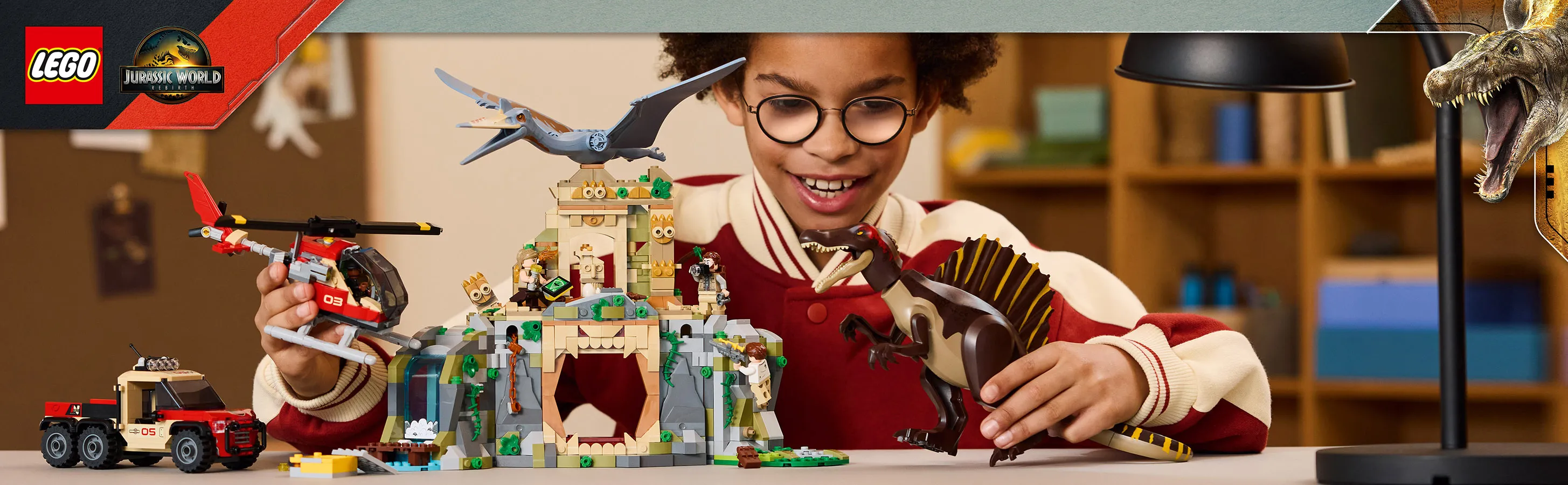 LEGO Jurassic World Spinosaurus och Quetzalcoatlus flykt i luften 76976
