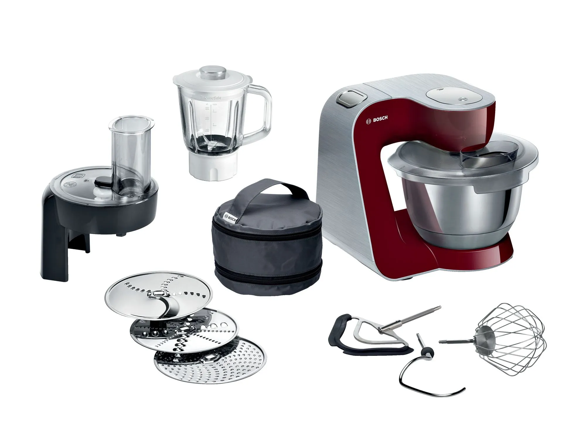 Bosch MUM5 MUM58CR60 Køkkenmaskine 3.9liter Brushed stainless steel/red