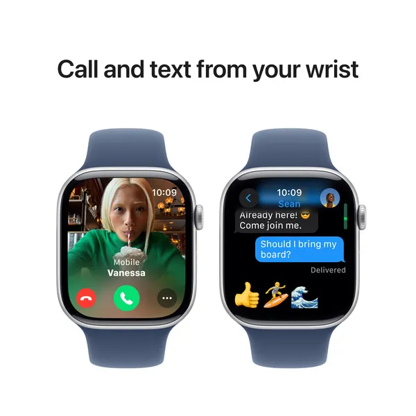 APPLE Watch Series 10 GPS 46mm Silver Aluminium Case with Denim Sport Band - M/L