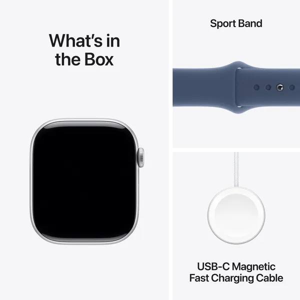 APPLE Watch Series 10 GPS 46mm Silver Aluminium Case with Denim Sport Band - M/L