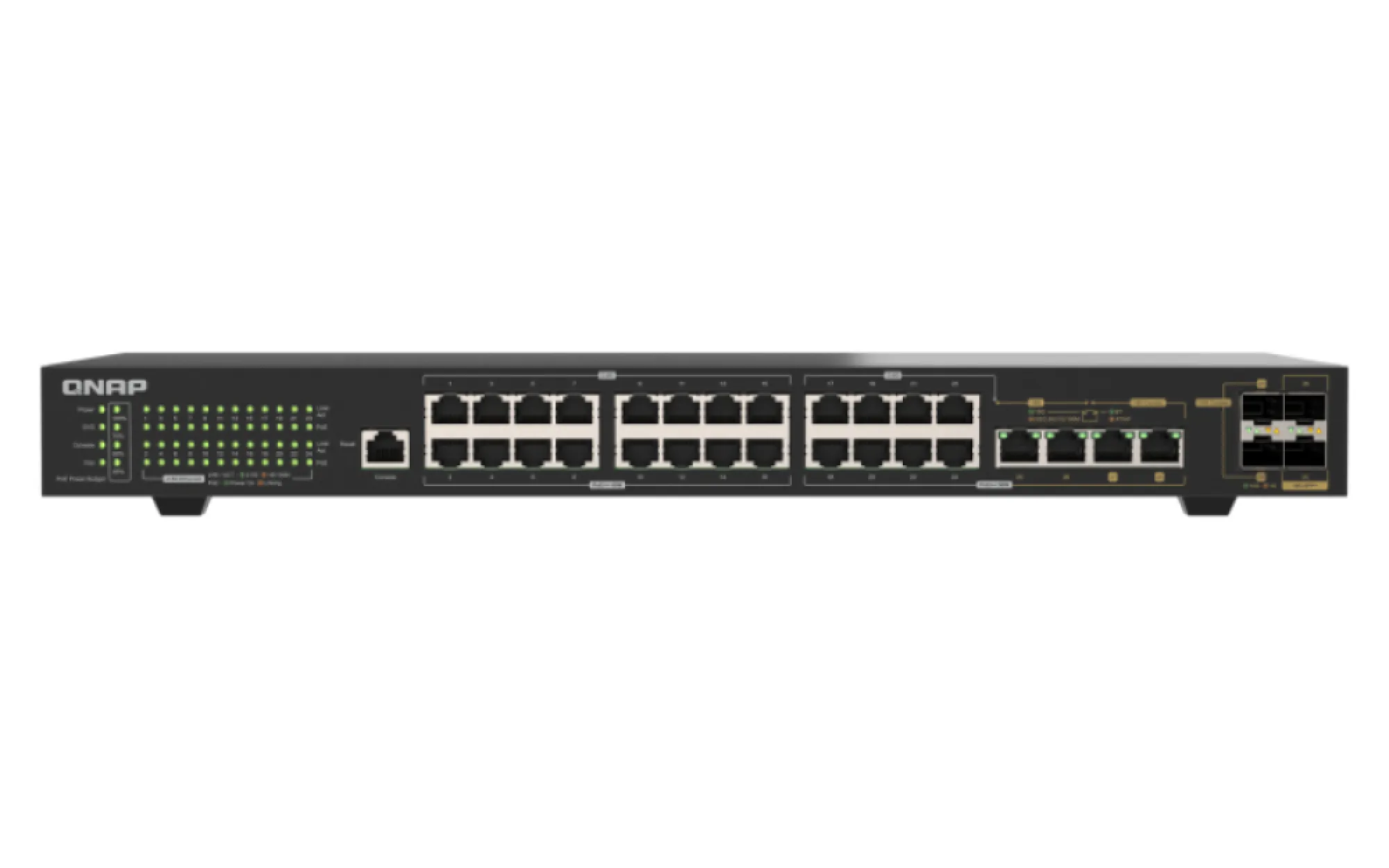 QNAP QSW-M2130P-2C2S26T - Hanterbar 26-portars switch, Svart
