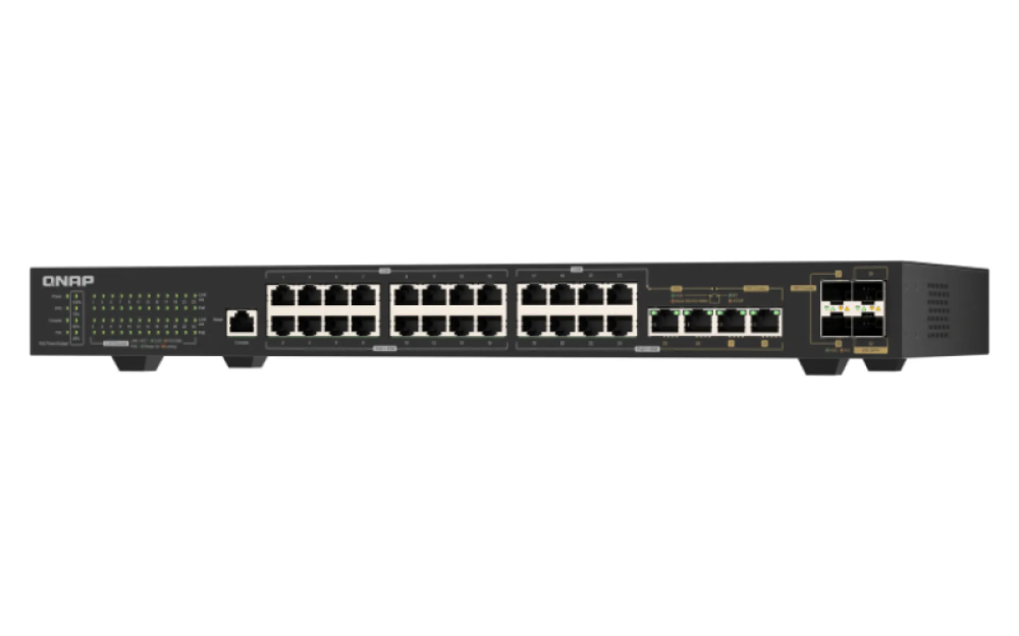 QNAP QSW-M2130P-2C2S26T - Hanterbar 26-portars switch, Svart