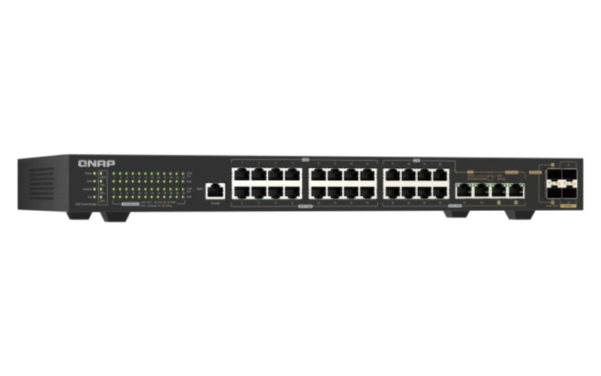 QNAP QSW-M2130P-2C2S26T - Hanterbar 26-portars switch, Svart