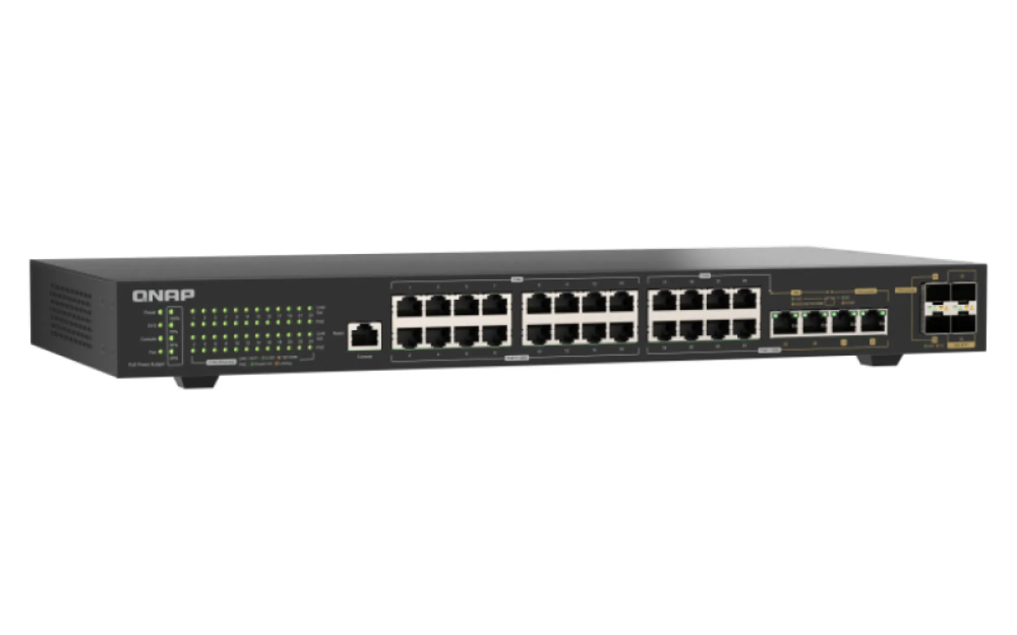 QNAP QSW-M2130P-2C2S26T - Hanterbar 26-portars switch, Svart