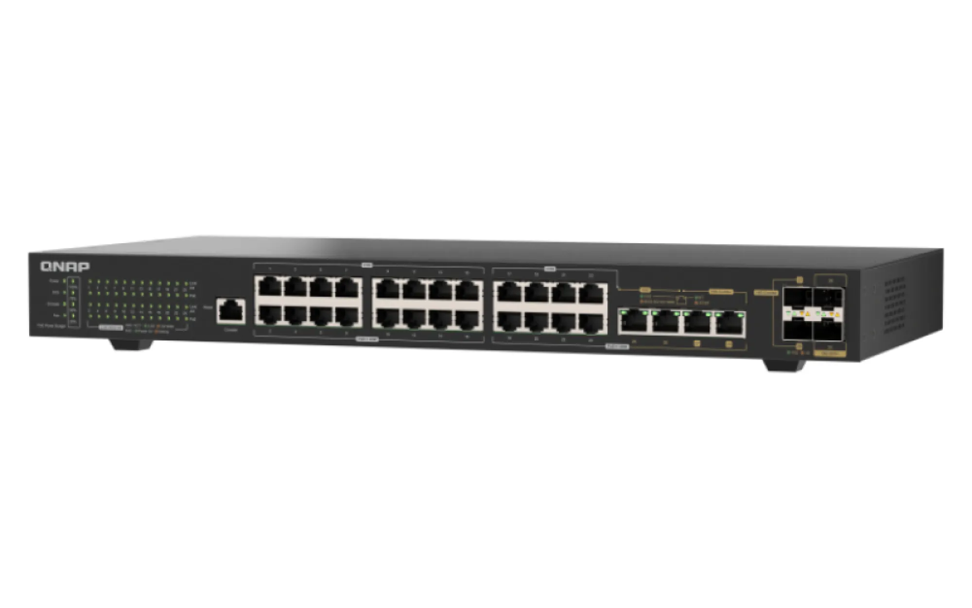 QNAP QSW-M2130P-2C2S26T - Hanterbar 26-portars switch, Svart