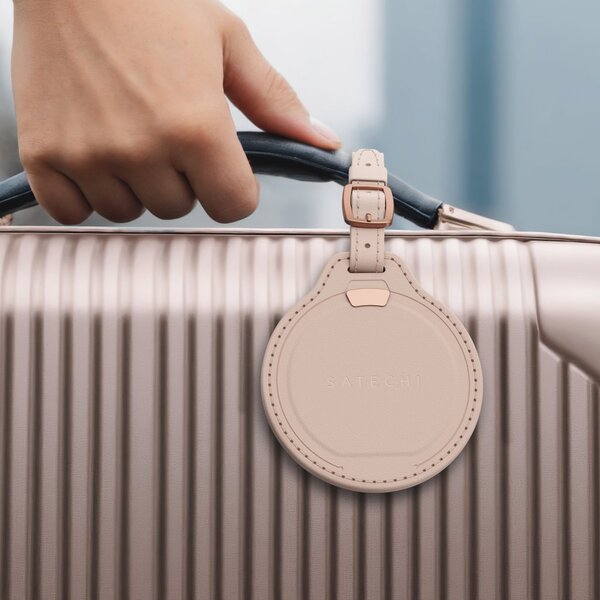 Satechi Find My Vegan-Leather Luggage Tag - tracker, Desert Rose