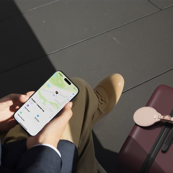 Satechi Find My Vegan-Leather Luggage Tag - tracker, Desert Rose