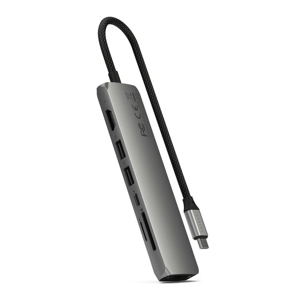 Satechi 7-in-1 USB-C Slim Multiport Adapter with Ethernet - Space Grey