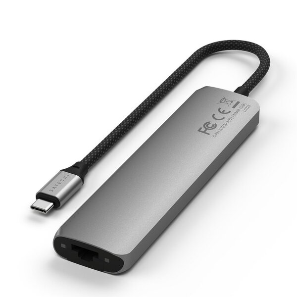 Satechi 7-in-1 USB-C Slim Multiport Adapter with Ethernet - Space Grey