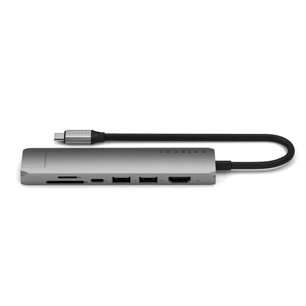 Satechi 7-i-1 USB-C Slim Multiport Adapter med Ethernet - rymdgr&aring;