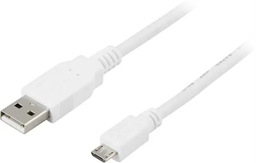 Deltaco USB-A - Micro-USB B - cable, 2 m, White
