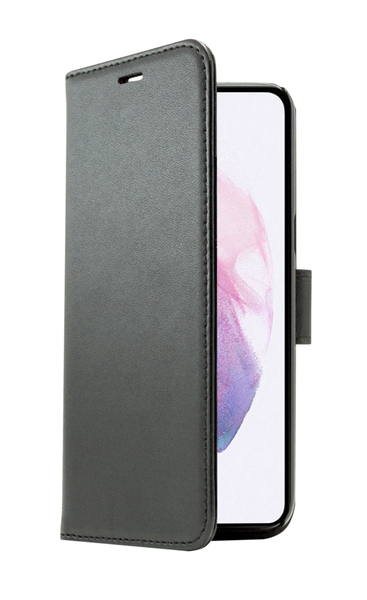 (L&ouml;yt&ouml;nurkka) Screenor Smart, Galaxy S21 Plus -lompakkokotelo, Musta