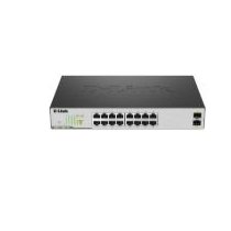D-Link n&auml;tverksswitch, 10/100/1000, 16xRJ45, 2xSFP, 1U, svart/gr&aring;