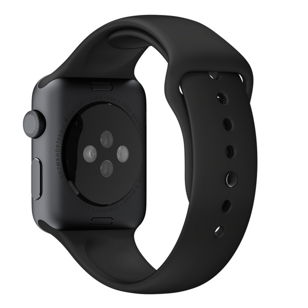 Apple 42 mm musta Sport-ranneke ja t&auml;htimusta kiinnitysnasta