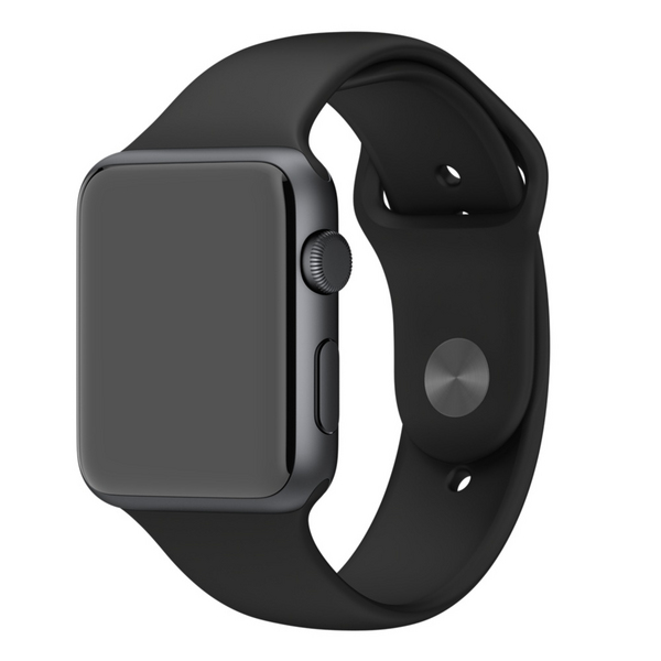 Apple 42 mm musta Sport-ranneke ja t&auml;htimusta kiinnitysnasta