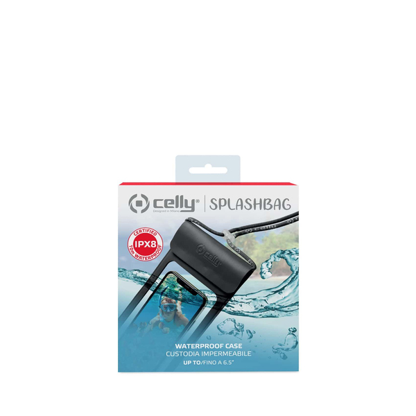 CELLY WATERPROOF BAG FOR SMARTPHONES UP TO 6.5&quot; BLACK