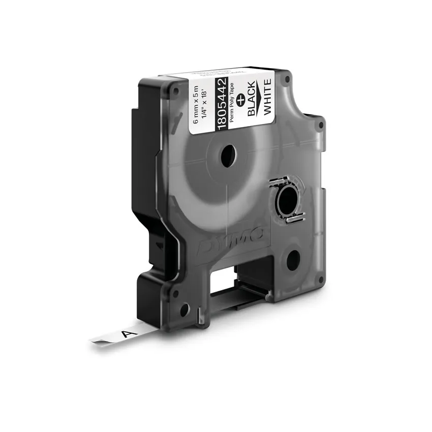 DYMO Rhino Professional, polyestertejp,  6mm, svart text p&aring; vit, 5,5m
