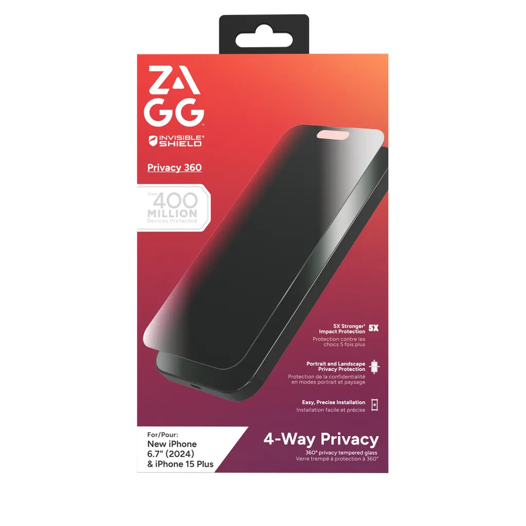 Zagg InvisibleShield Glass Elite Privacy 360 iPhone 16 Plus / 15 Plus - sk&auml;rmskydd