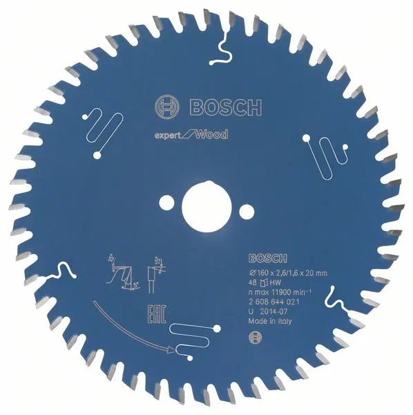 Bosch circular saw blade Expert for Wood,  160mm, 48Z (bore 20mm)