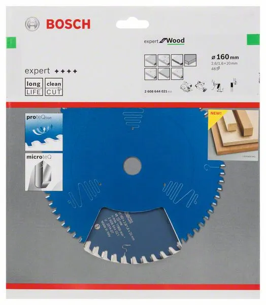 Bosch circular saw blade Expert for Wood,  160mm, 48Z (bore 20mm)