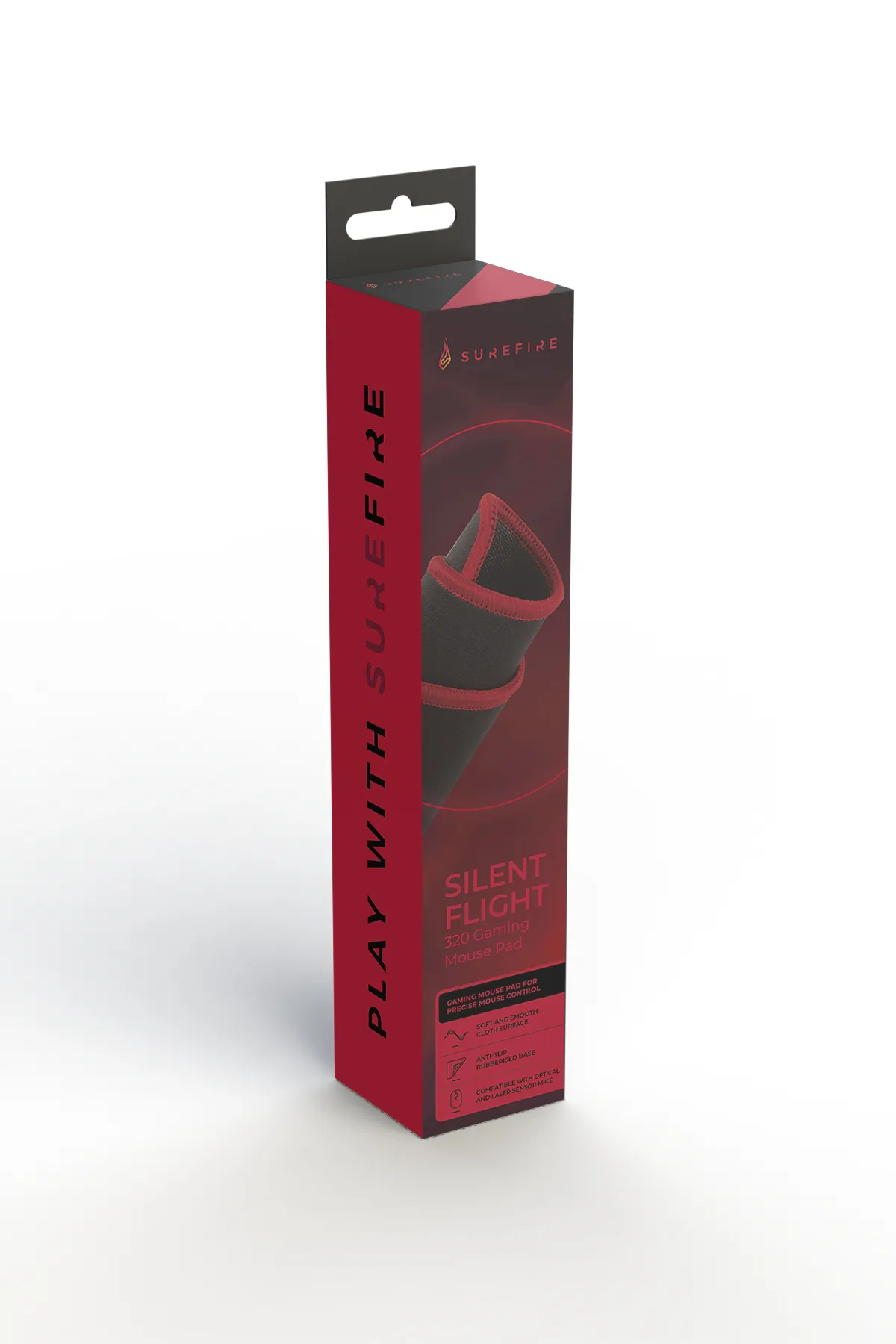 Surefire Silent Flight - gaming musmatta, 320x260 mm, Svart, R&ouml;d