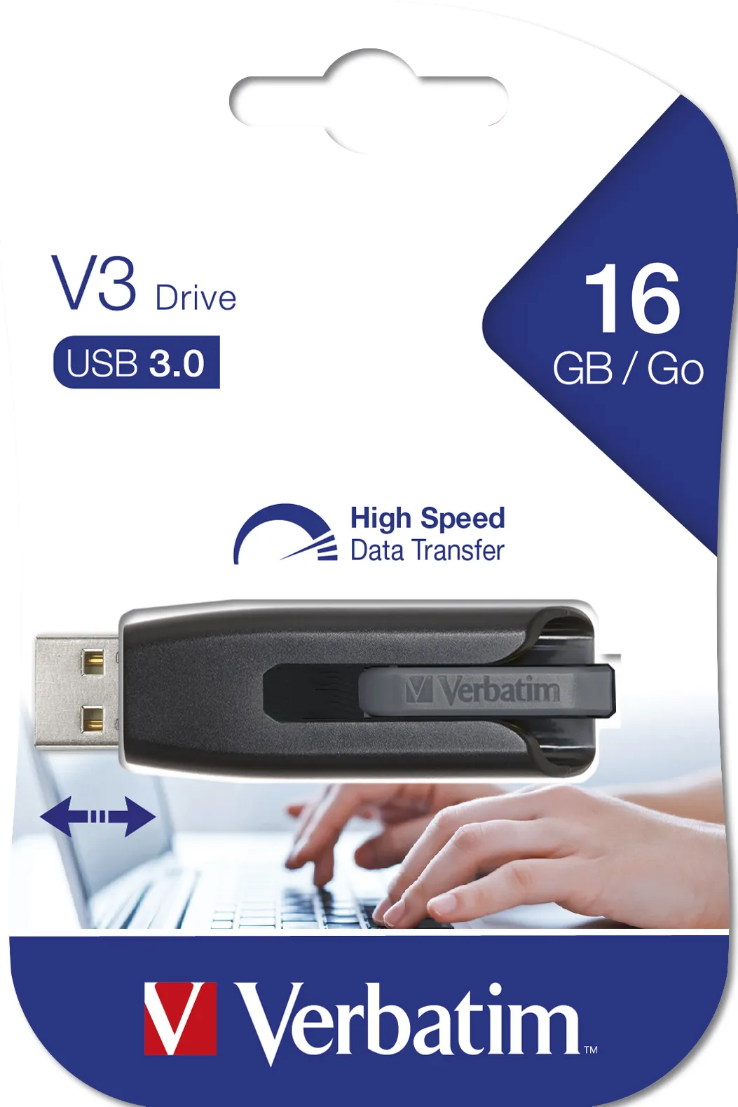 Verbatim 16 Gt Store'N'Go V3 USB 3.0 -muistitikku, Musta/Harmaa