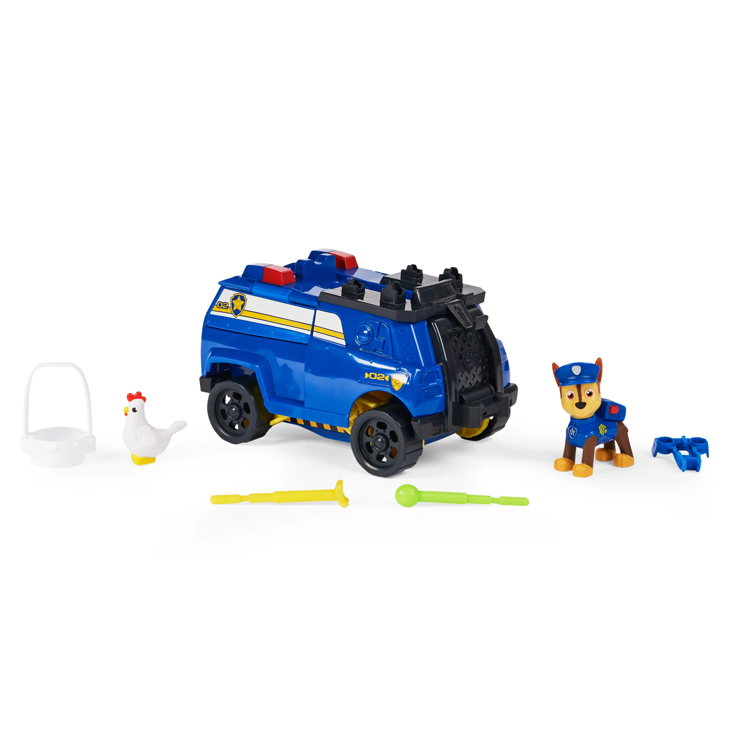Spin Master Paw Patrol Chases Rise and Rescue Convertible Toy Car Toy Vehicle (Blue/Yellow, Includes Action Figures and Accessories)