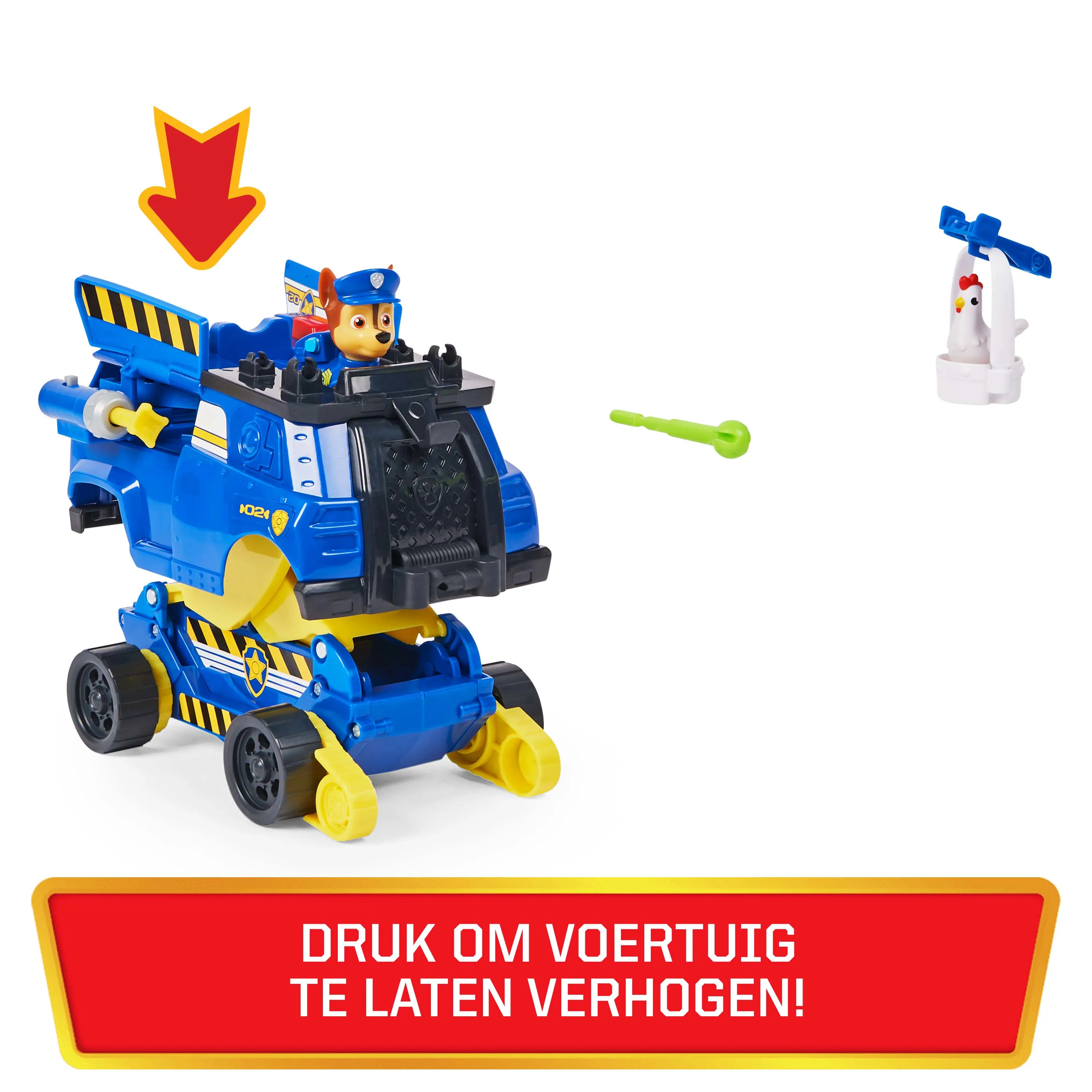 Spin Master Paw Patrol Chases Rise and Rescue Convertible Toy Car Toy Vehicle (Blue/Yellow, Includes Action Figures and Accessories)
