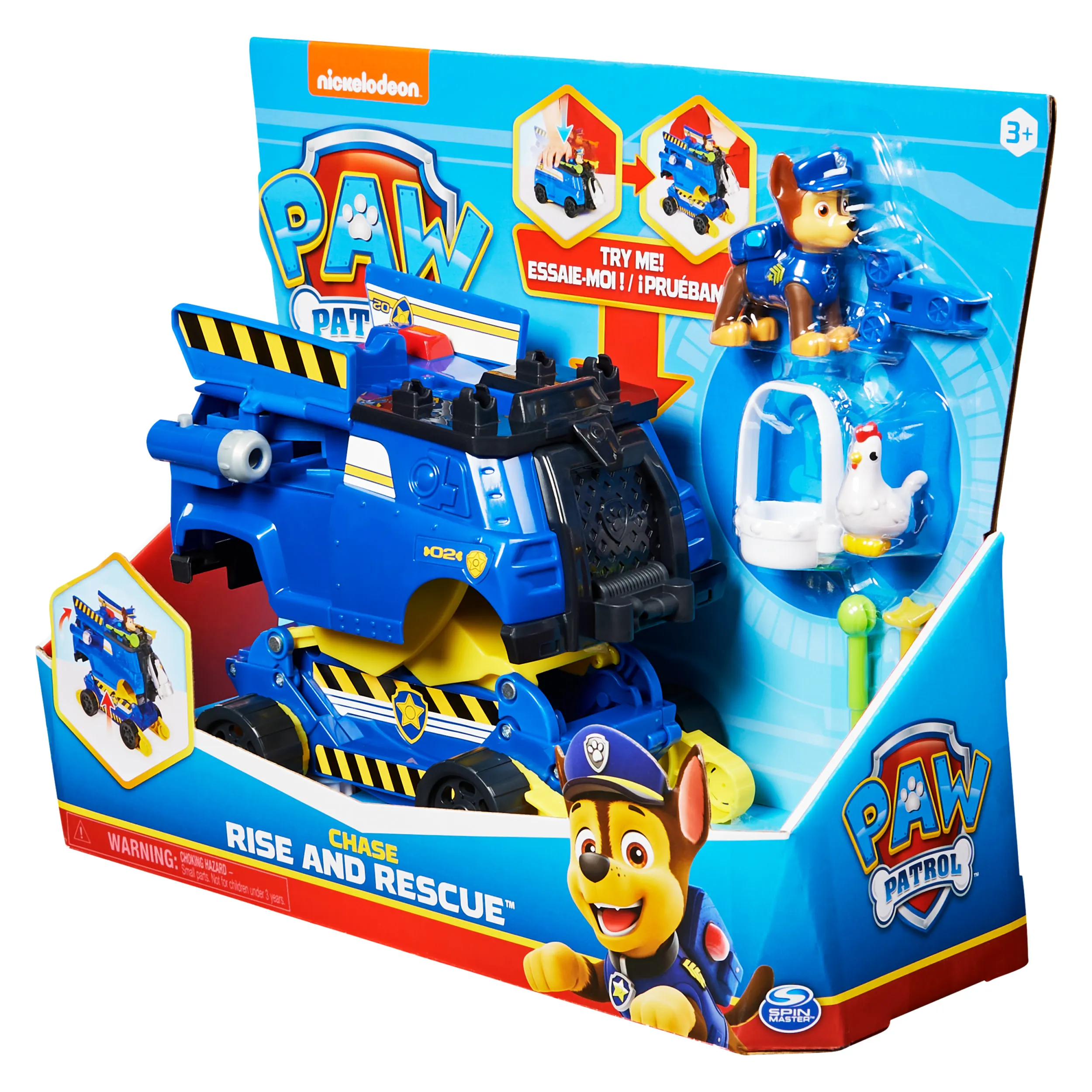 Spin Master Paw Patrol Chases Rise and Rescue Convertible Toy Car Toy Vehicle (Blue/Yellow, Includes Action Figures and Accessories)