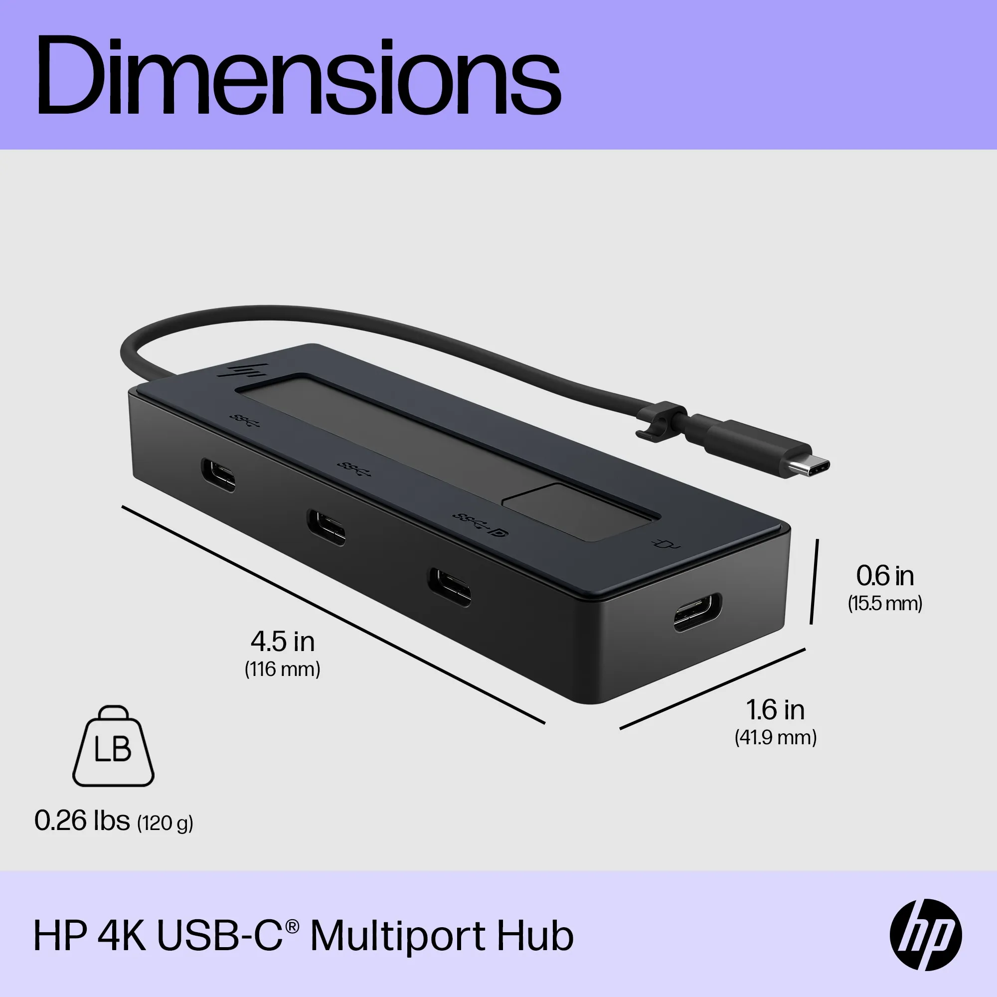 HP 4K USB-C Multiport Hub EMEA-INTL EN L