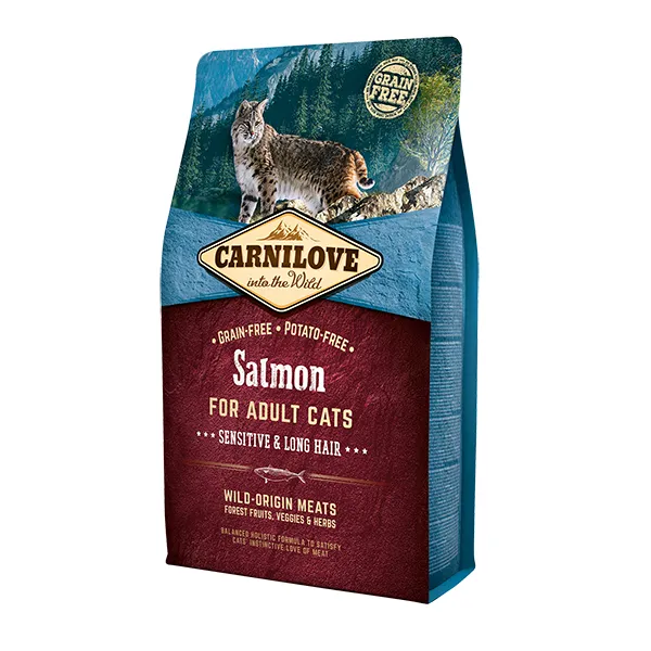 Carnilove Salmon Sensitive & Long Hair, Dry food for cats, Adult, 2kg