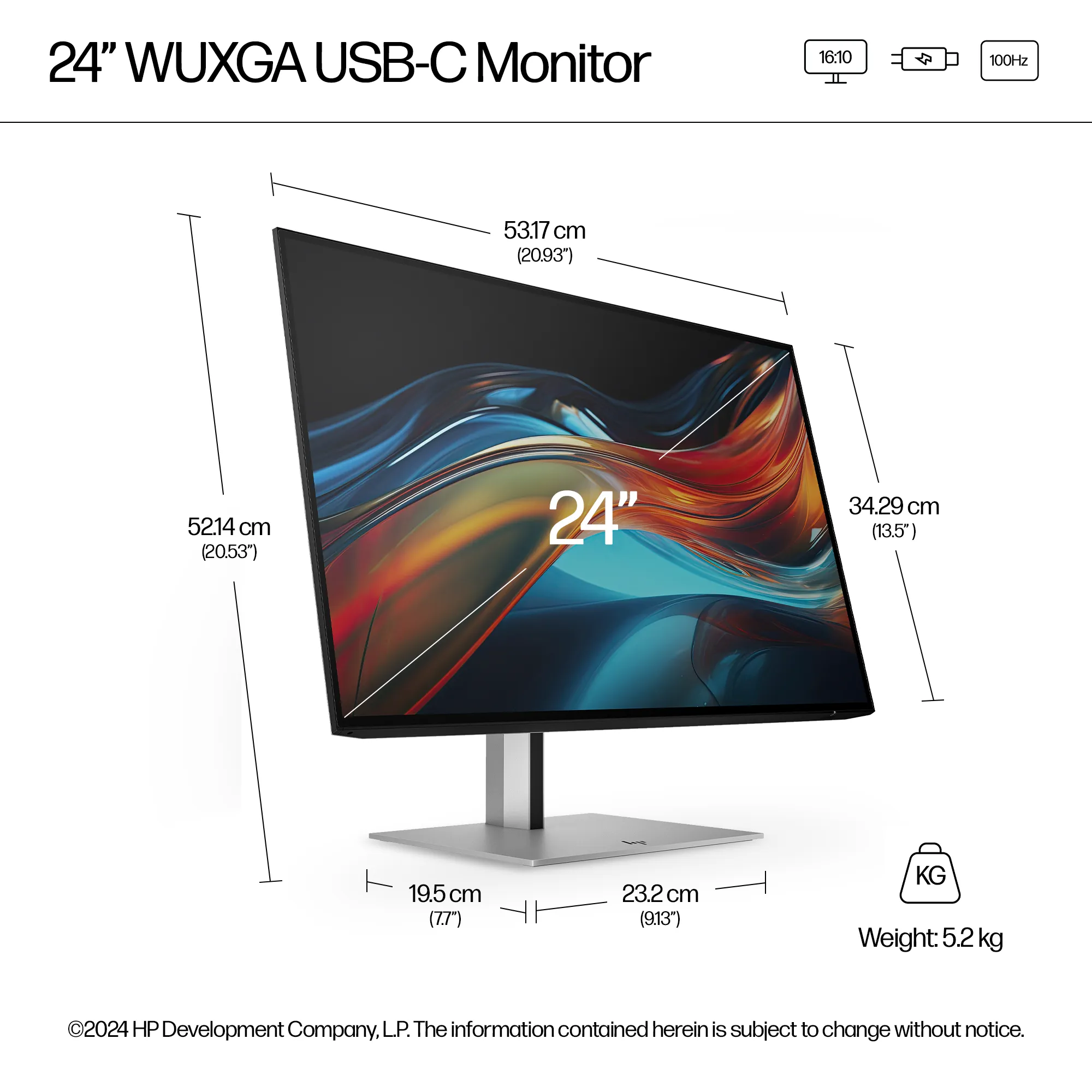 (Bargains) HP 724PU G3 24" WUXGA, IPS Monitor with USB-C hub