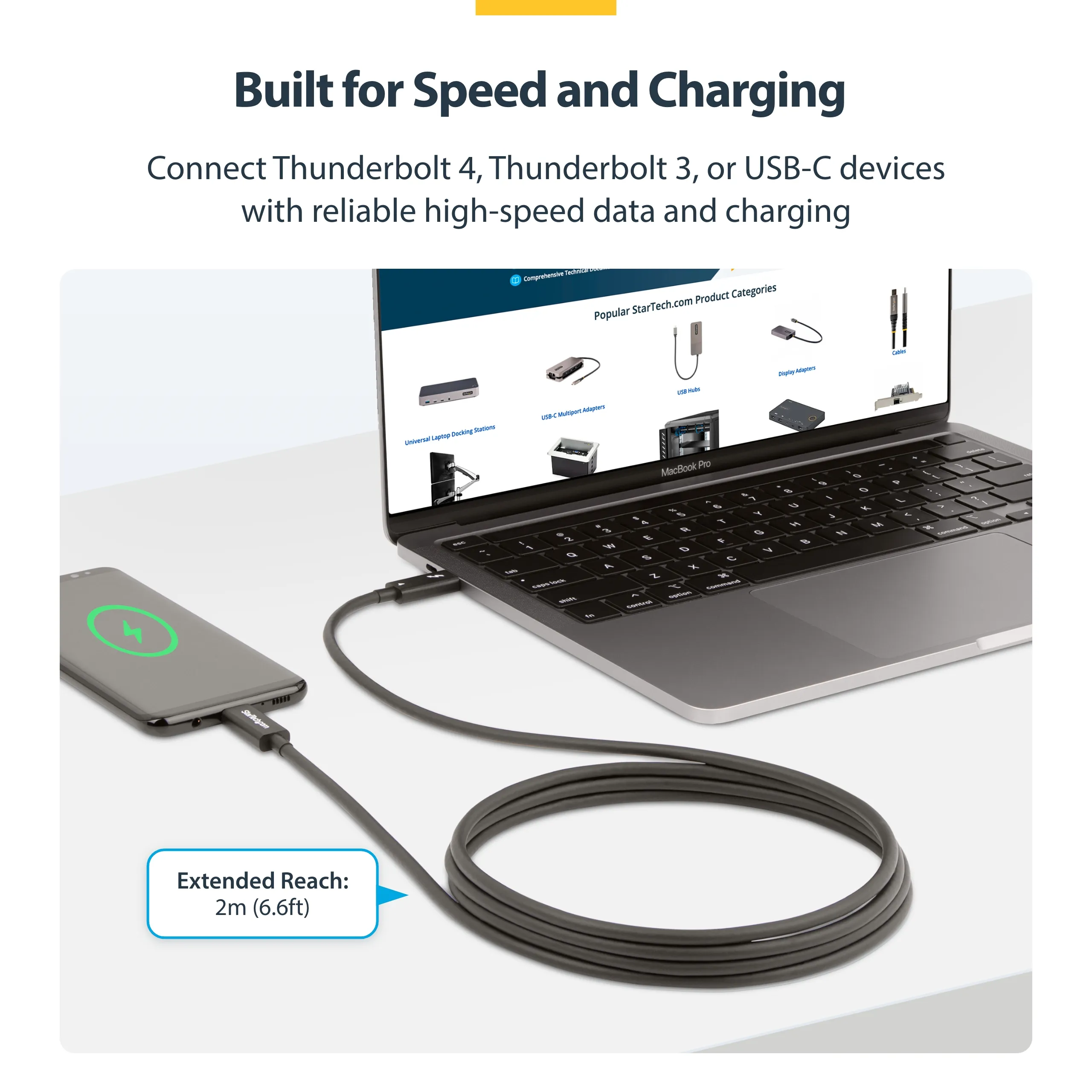 Active Thunderbolt 4 cable, 8K, 2 m, Black