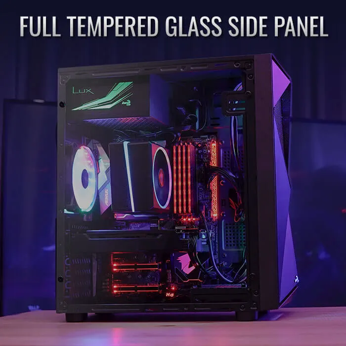 Aerocool Glider Tempered Glass - mid tower case, Black
