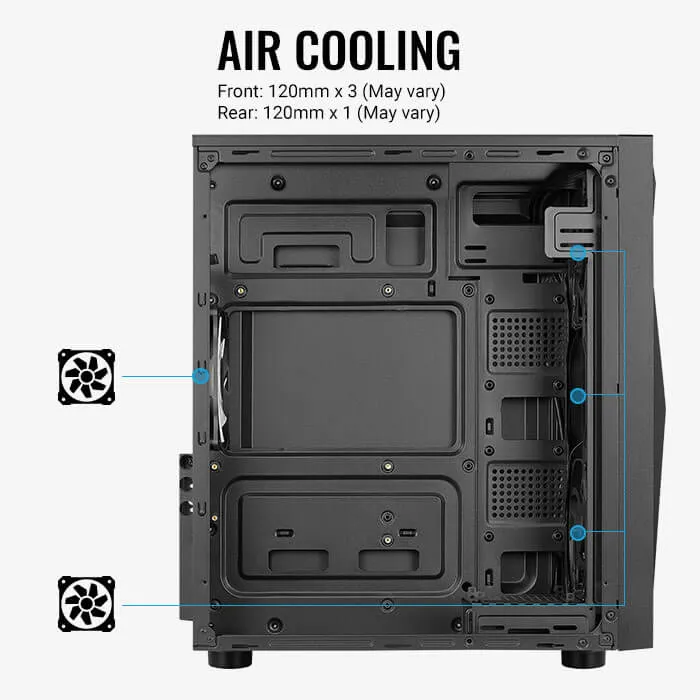 Aerocool Glider Tempered Glass - mid tower case, Black