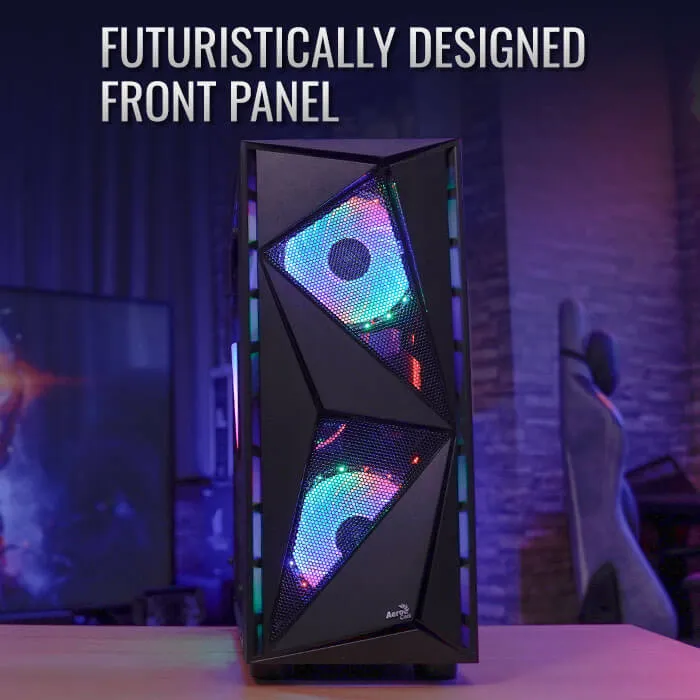 Aerocool Glider Tempered Glass - mid tower case, Black