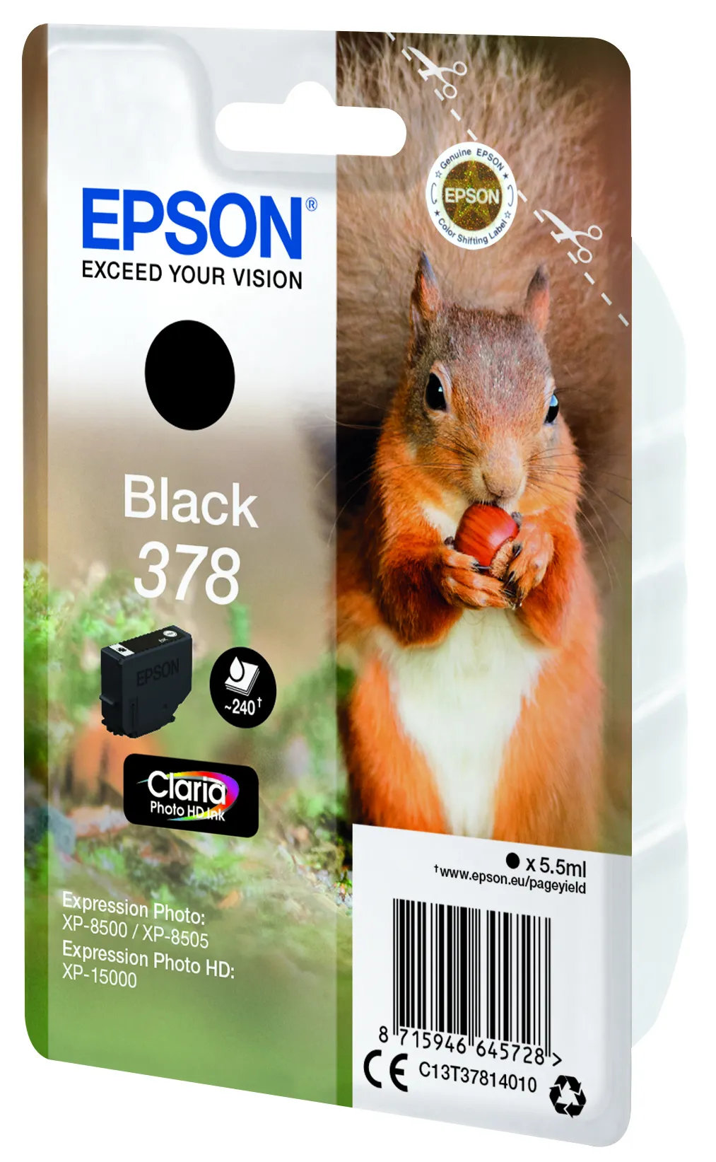 Epson Squirrel 378-mustekasetti, 5.5 ml, musta