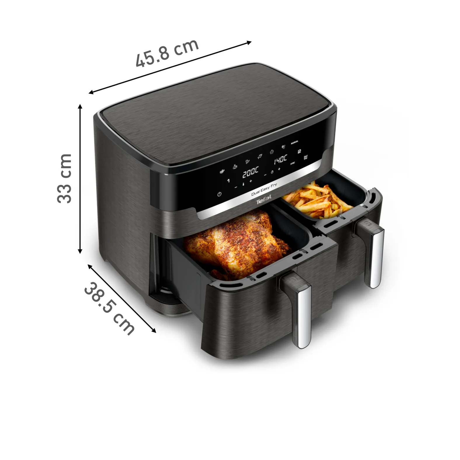 Tefal Dual Easy Fry & Grill XXL EY942H, 11L, 2020W, air fryer, Coal Grey