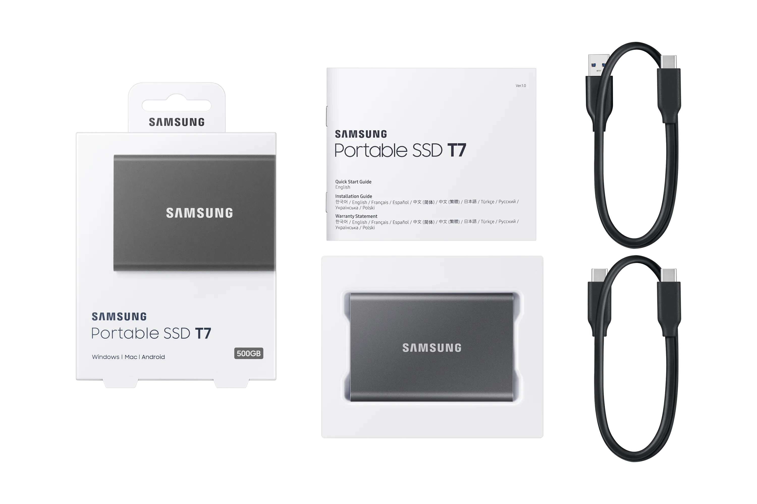 (Bargains) Samsung T7 500GB - External SSD, Grey