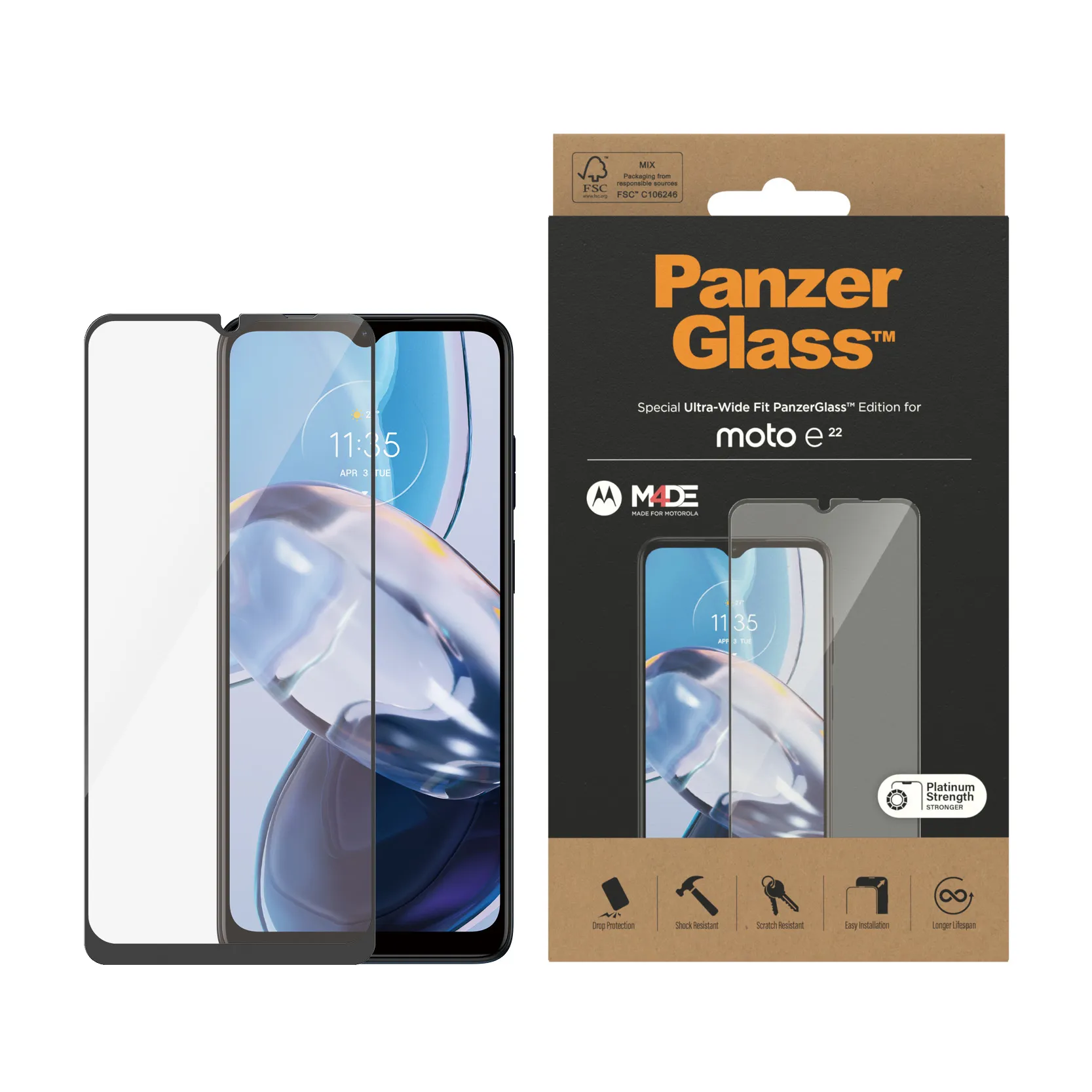 PanzerGlass Ultra-Wide Fit, Moto E22 - Screen Glass