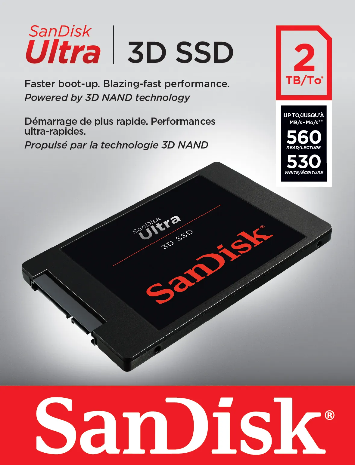 SanDisk Ultra 3D 2 TB, SATA III, 2.5" - SSD