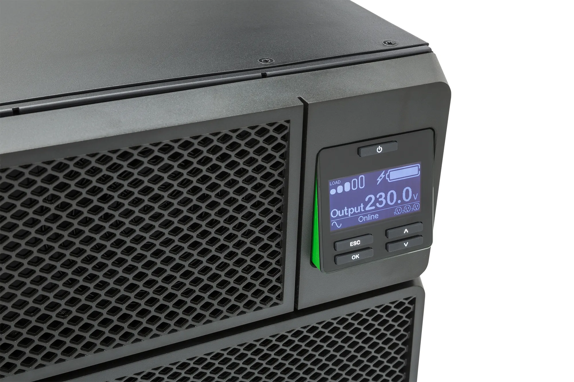 APC Smart-UPS On-Line 6000 VA / 6000 W 2,5 min (50% 8 min) Double Conversion Online 4U 19&quot; Rackoumt UPS 230V. Tulo kiinteasennus 230V (1PH+N+G). L&auml;ht&ouml;: 4x IEC 3