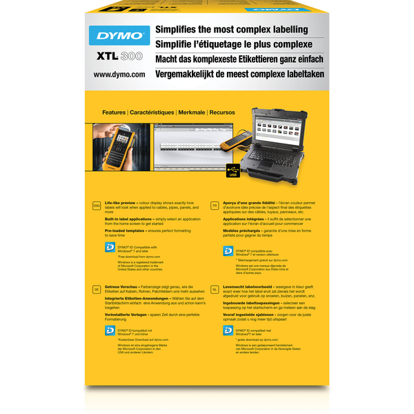 DYMO XTL 300 M&auml;rkmaskin f&ouml;r industriella milj&ouml;er, gul/svart