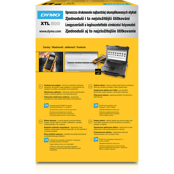 DYMO XTL 300 M&auml;rkmaskin f&ouml;r industriella milj&ouml;er, gul/svart