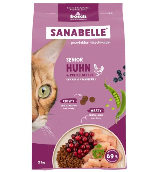 Bosch Sanabelle Life Senior Chicken &amp; Cranberries, Torrfoder f&ouml;r katt, 8 kg