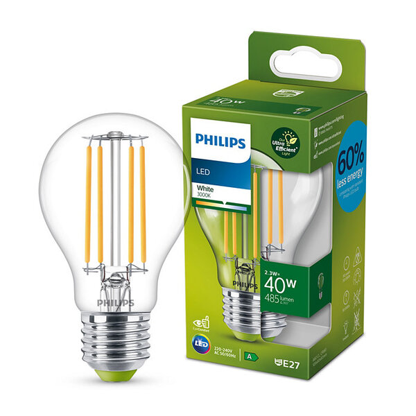 Philips LED E27 Normal 40W Klar 485lm
