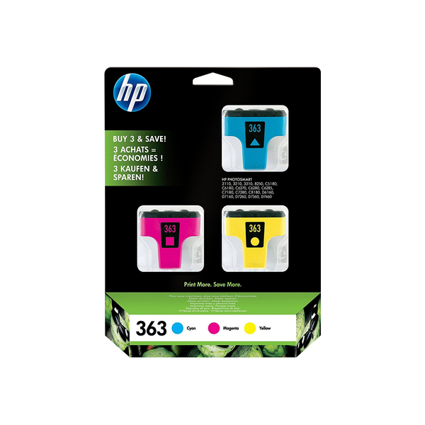 HP No 363 Ink Cart/YMC 3pk w Vivera Inks